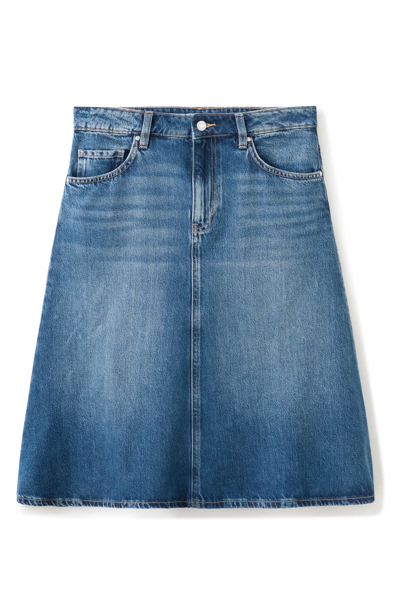 MANGO Denim Midi Skirt, Alternate, color, Dark Blue
