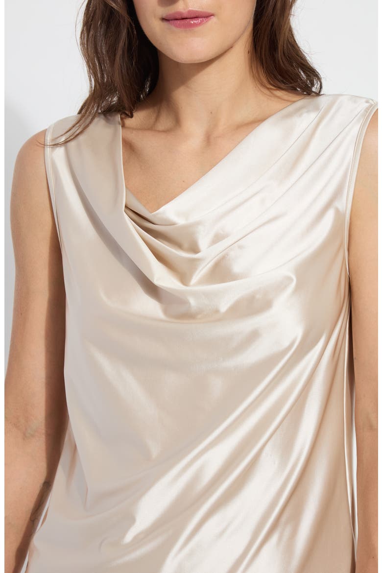 Freida Draped Sleeveless Satin Top, Alternate, color, OAT