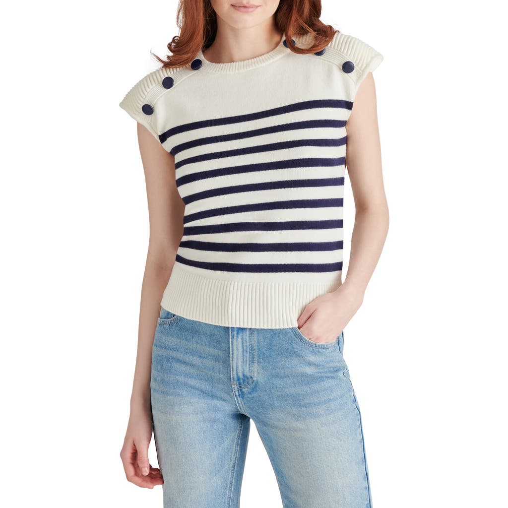 Steve Madden Tomas Crewneck Sweater In Ivory Stripe