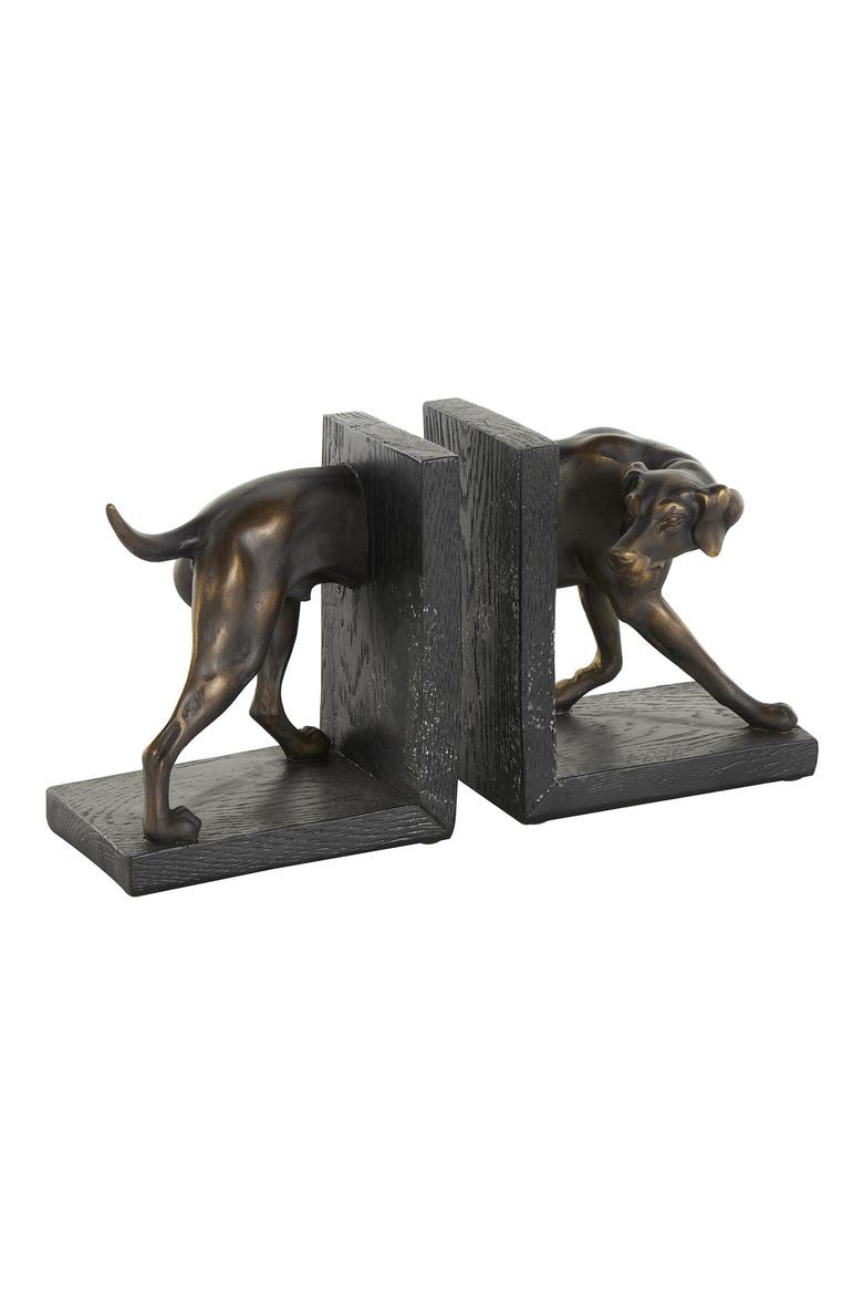 Greyhound Set of 2 Polystone Bookends, Alternate, color, BLACK