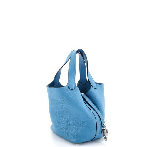 Pre-owned Hermes Hermes Picotin Lock Bag Clemence Pm In Blue