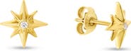 Queen Jewels 14k Gold Diamond North Star Stud Earrings