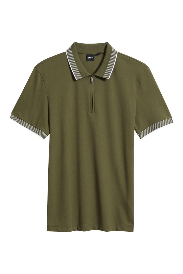Paras Quarter Zip Cotton Polo, Alternate, color, OLIVE GREEN