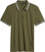 BOSS Paras Quarter Zip Cotton Polo
