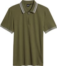 BOSS Paras Quarter Zip Cotton Polo
