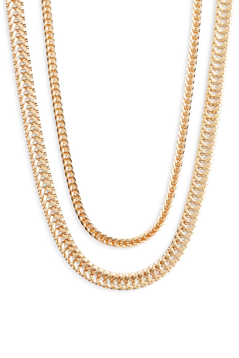 Set of 2 Herringbone Chain Necklaces, Main, color, GOLD
