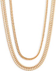 Open Edit Set of 2 Herringbone Chain Necklaces