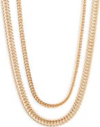 Open Edit Set of 2 Herringbone Chain Necklaces