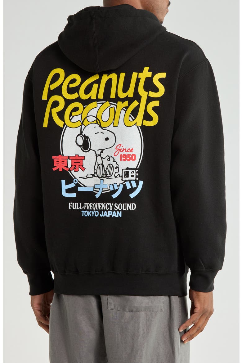 Peanuts® Tokyo Records Graphic Hoodie, Alternate, color, BLACK