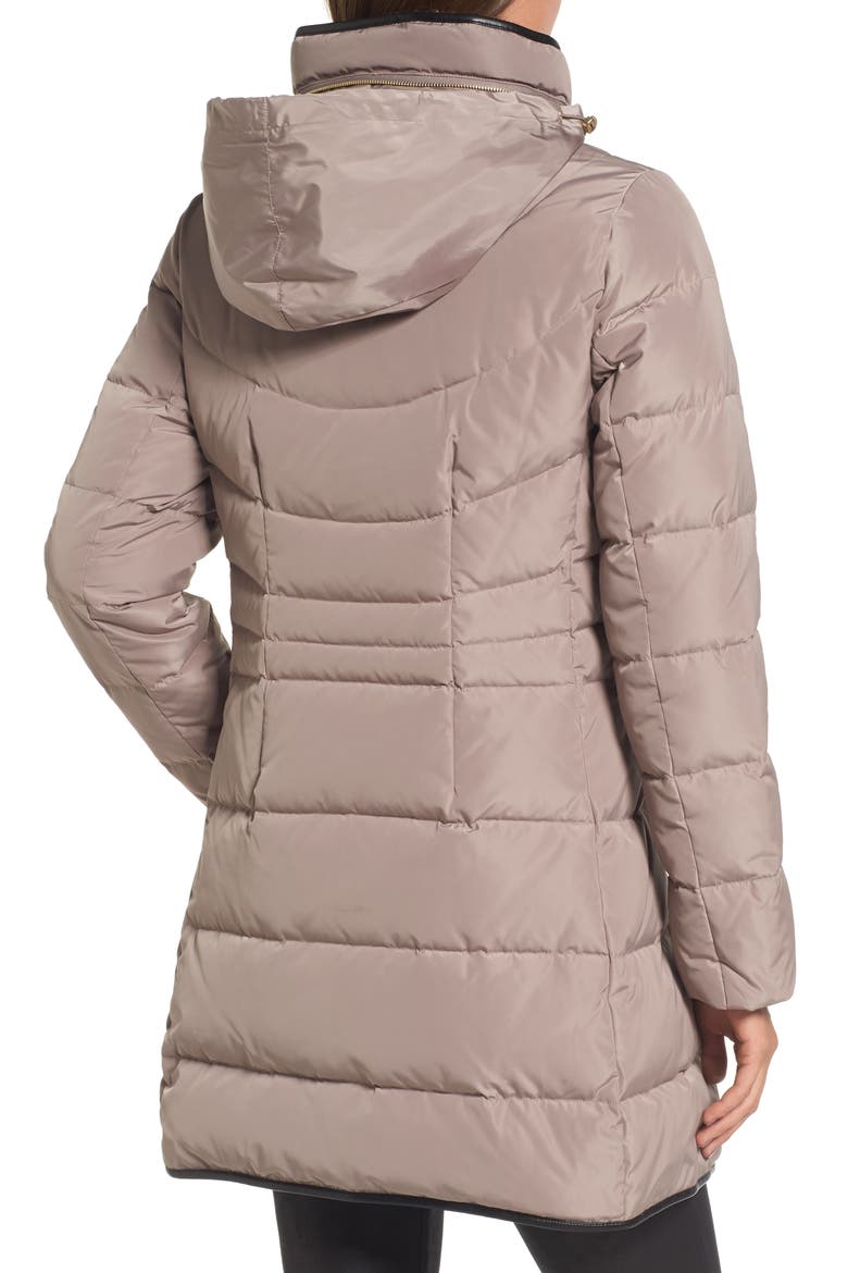 Quilted Down & Feather Fill Jacket with Faux Fur Trim, Alternate, color, CASHEW