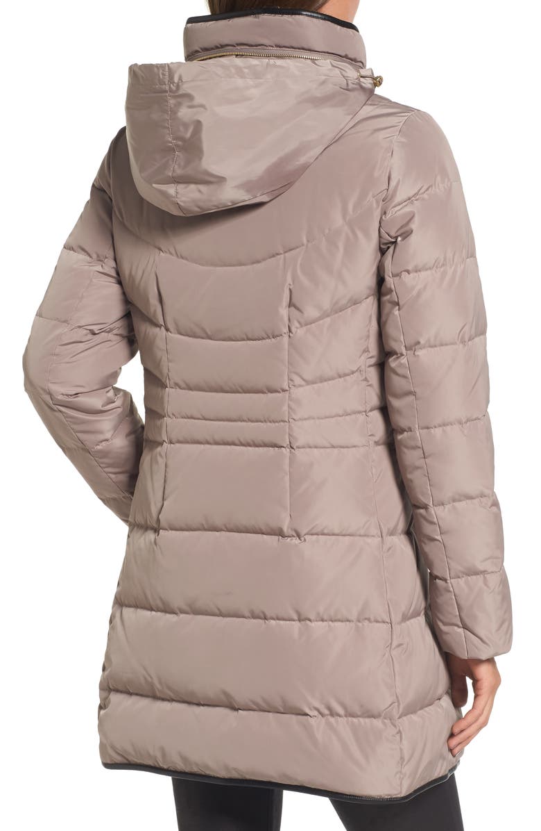 Cole Haan Quilted Down & Feather Fill Jacket with Faux Fur Trim, Alternate, color, Cashew