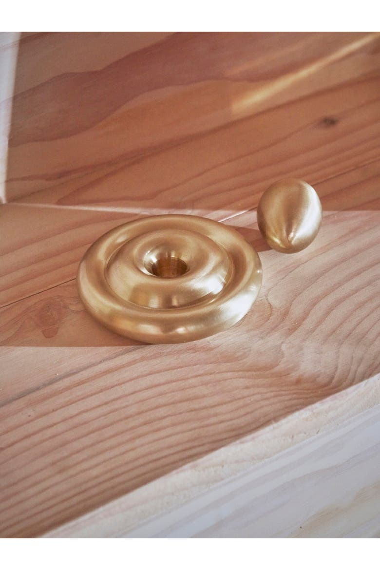Savi Solid Brass Low Candleholder, Alternate, color, Brushed Brass