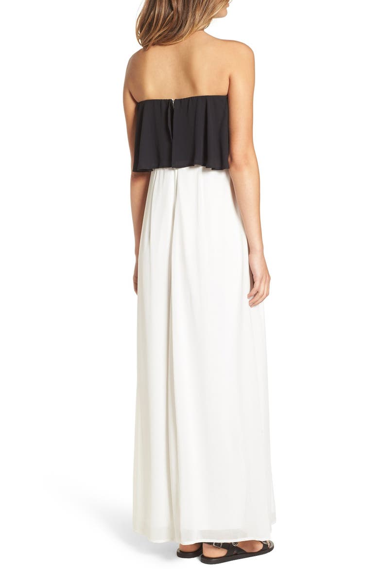 Strapless Popover Maxi Dress, Alternate, color, EGGSHELL/ BLACK