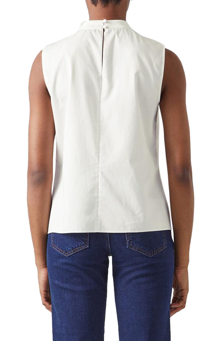 LK Bennett Freud Sleeveless Tie Neck Cotton Top, Alternate, color, 