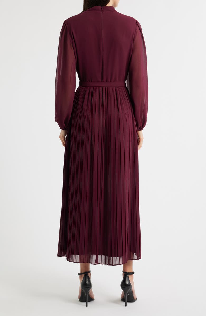 Elie Tahari The Adira Belted Long Sleeve Dress, Alternate, color, Noir Berry