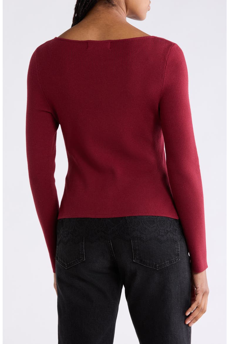 Lace Hem Boatneck Sweater, Alternate, color, POMERGRANTE RED