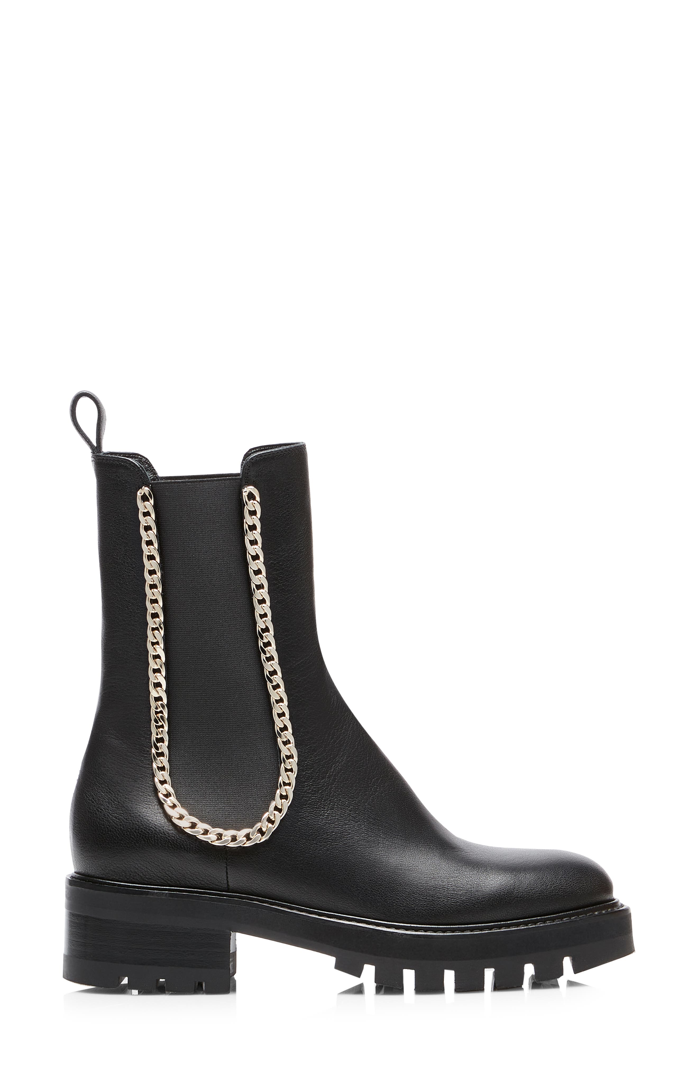 Aquazzura Mason Chain Chelsea Boot, Alternate, color, Black