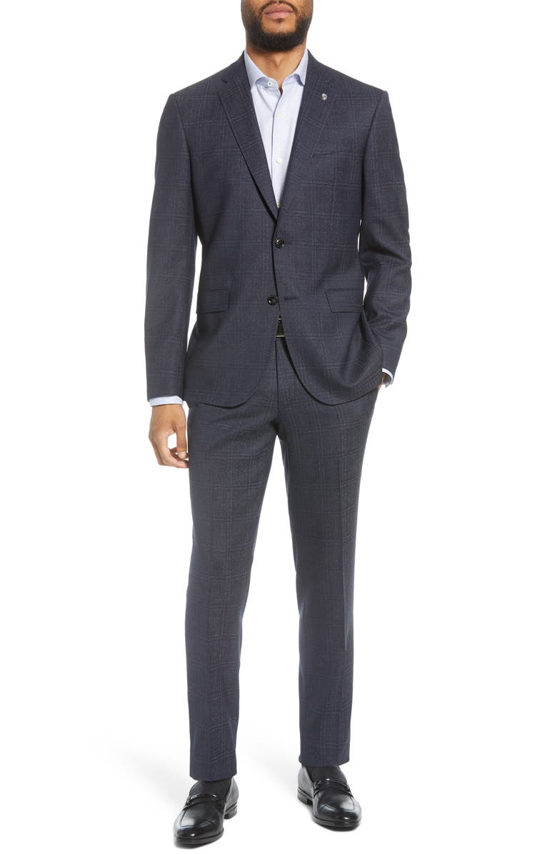 Ted Baker London Jay Windowpane Wool Suit, Main, color, 