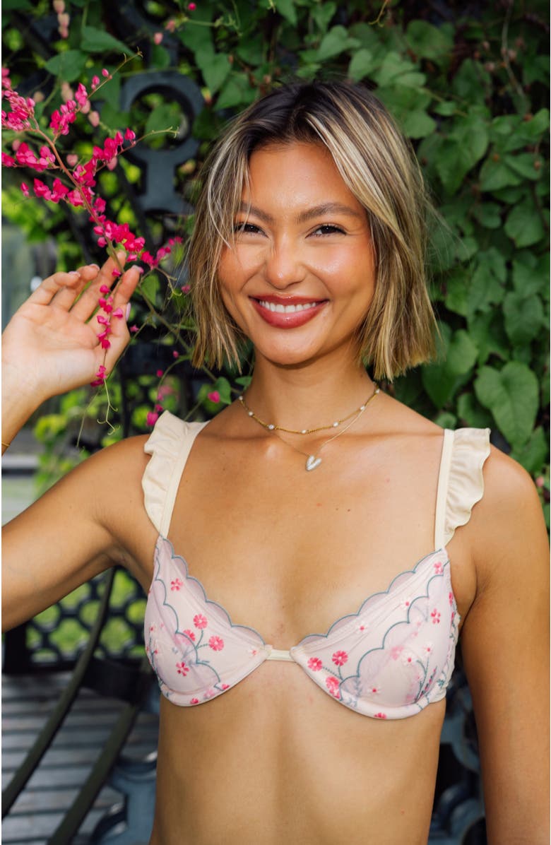 Ivy Swimwear Sirena in Scallop Bikini Top, Alternate, color, Pink Beige Floral