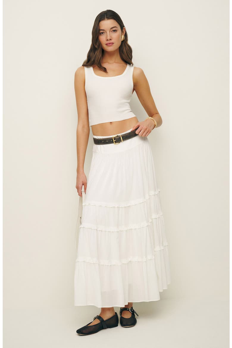 Evelina Tiered Maxi Skirt, Alternate, color, WHITE