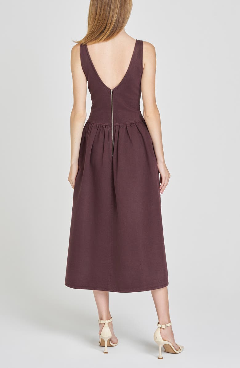 WAYF Amelia Denim Midi Dress, Alternate, color, Brown