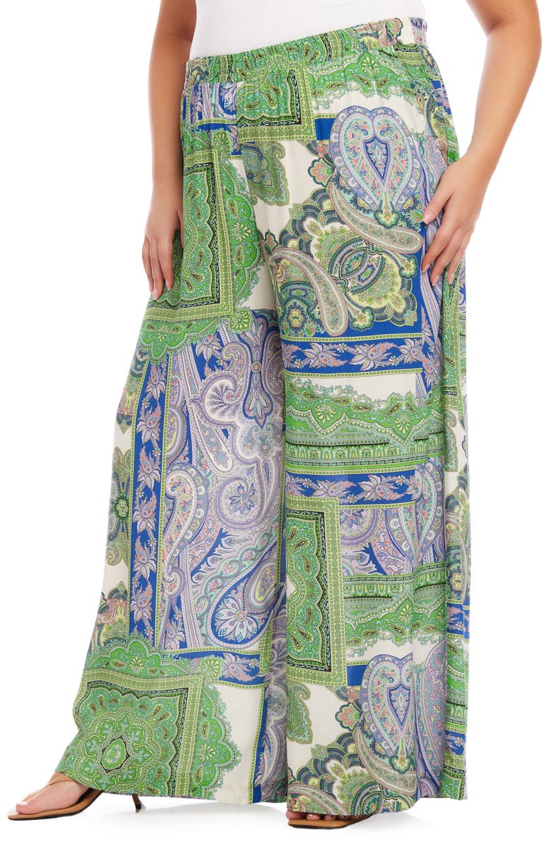 Karen Kane Paisley Print High Waist Wide Leg Pants, Alternate, color, 