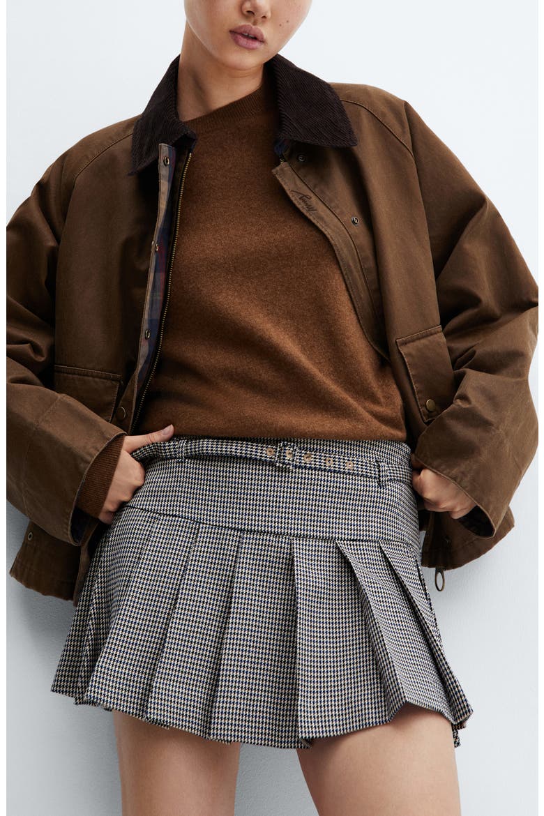Houndstooth Belted Miniskirt, Alternate, color, BLUE