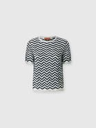 Missoni Short-sleeve Wool And Viscose Top With Wave Motif
