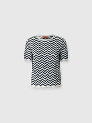 Missoni Short-sleeve Wool And Viscose Top With Wave Motif