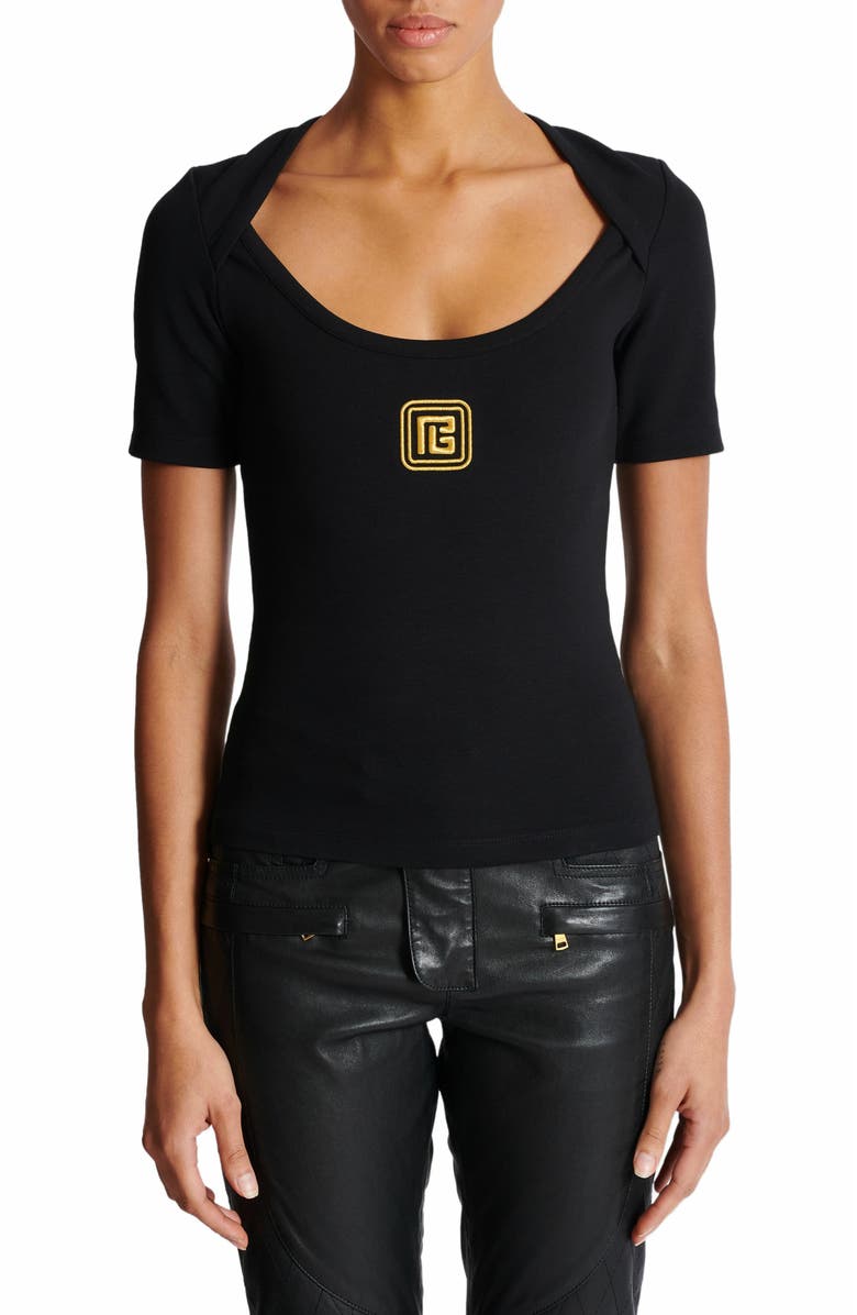 Balmain T-Shirt With Pb Logo, Alternate, color, 