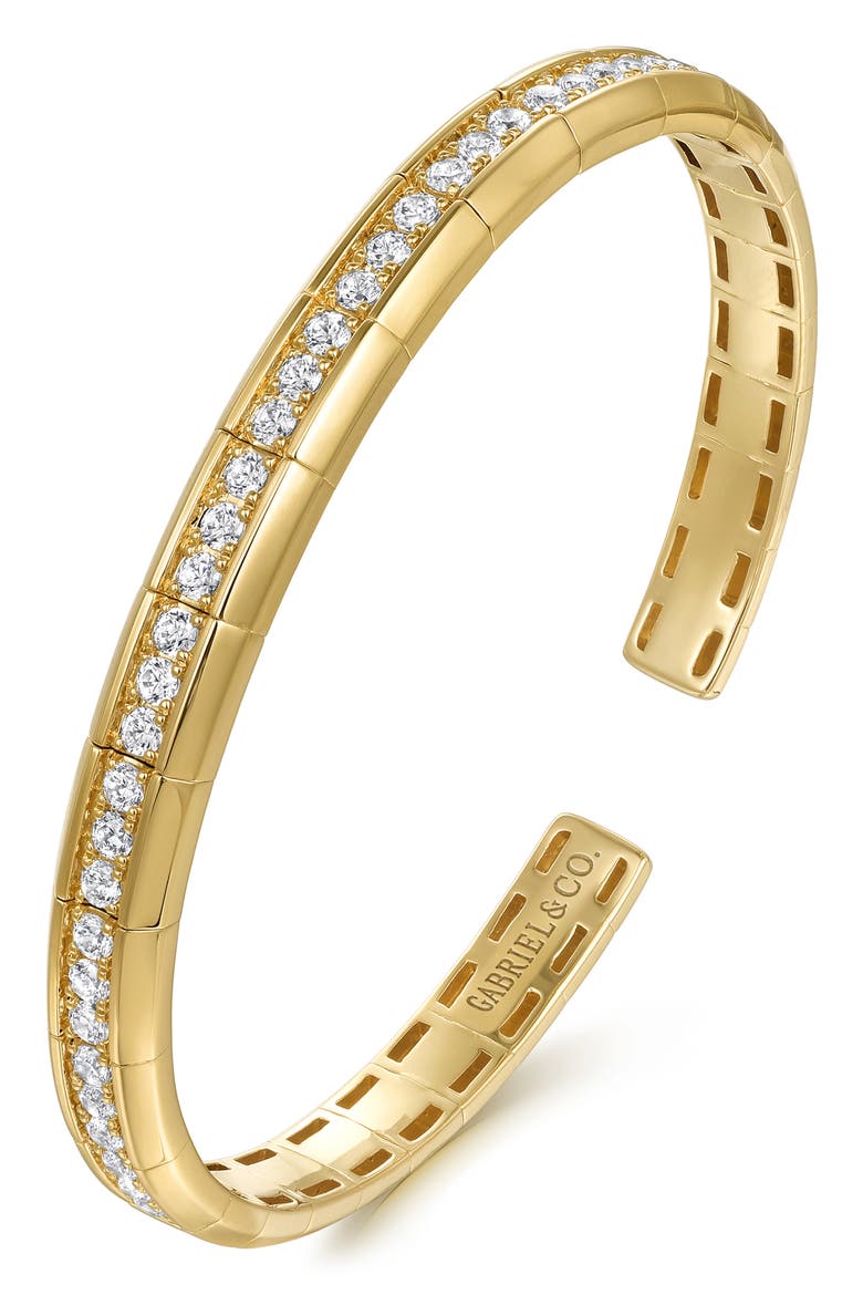 14K Gold Diamond Cuff Bangle, Alternate, color, 14K YELLOW GOLD