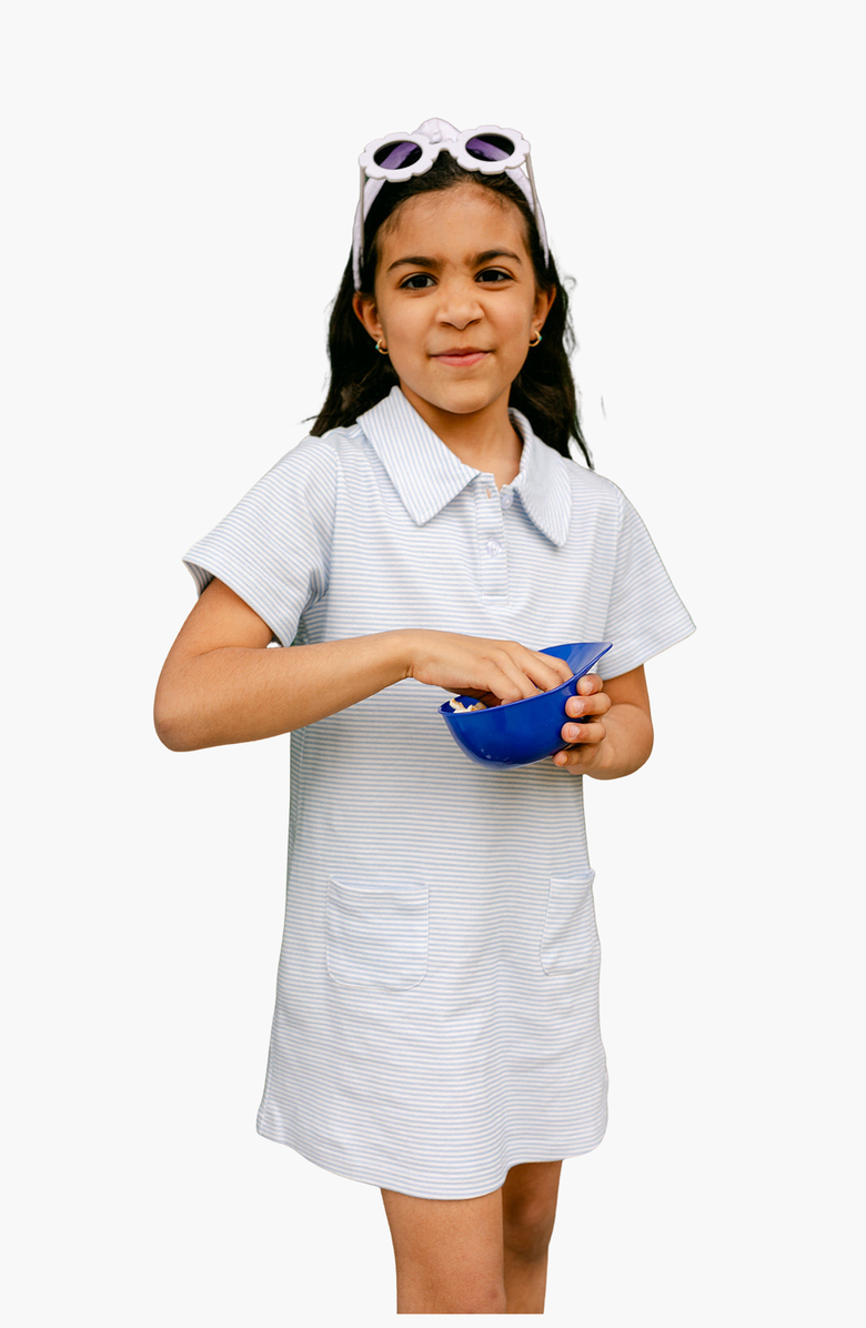 Little Paper Kids Adelaide Striped Polo Dress, Main, color, French Blue Stripes