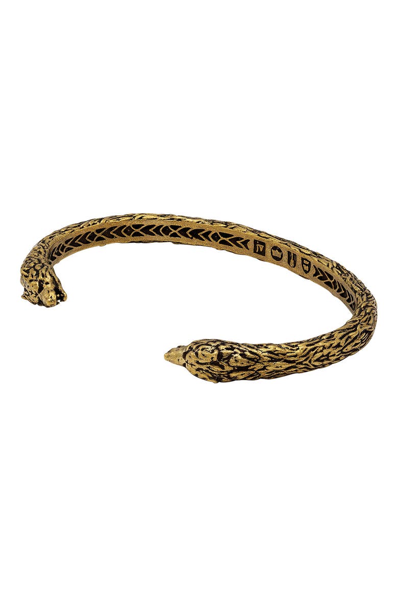 Men's Wolf Cuff Bracelet, Main, color, BRASS