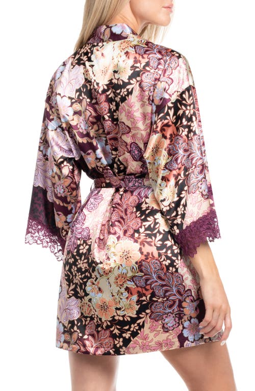 In Bloom By Jonquil Anna Printed Lace Trim Satin Wrap In Purple