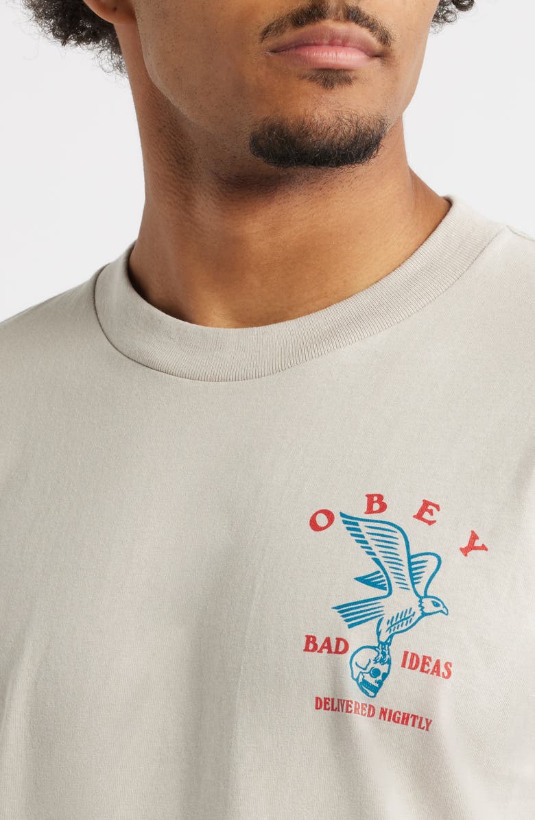 Obey Bad Ideas Eagle Graphic T-Shirt, Alternate, color, Silver Grey