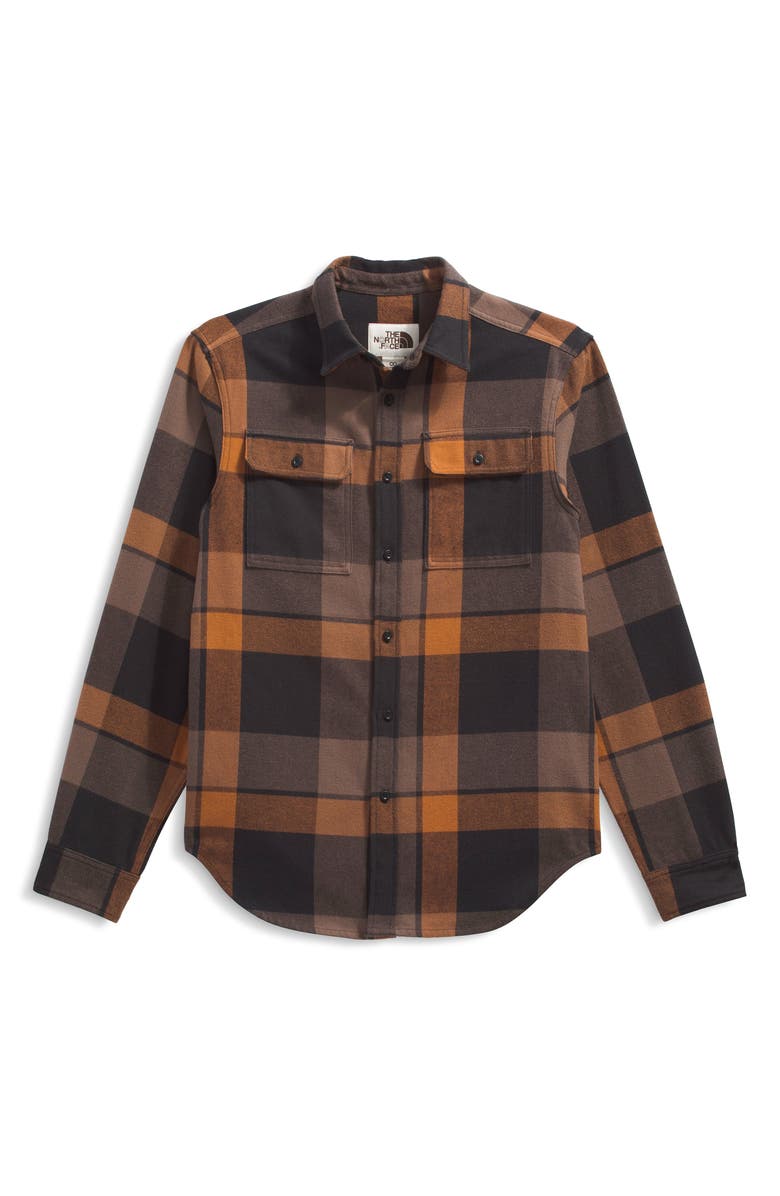 The North Face Arroyo Plaid Cotton Flannel Button-Up Shirt, Alternate, color, Burnt Umber Macro Small Plaid