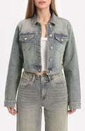 Bayeas Rhinestone Crop Denim Jacket