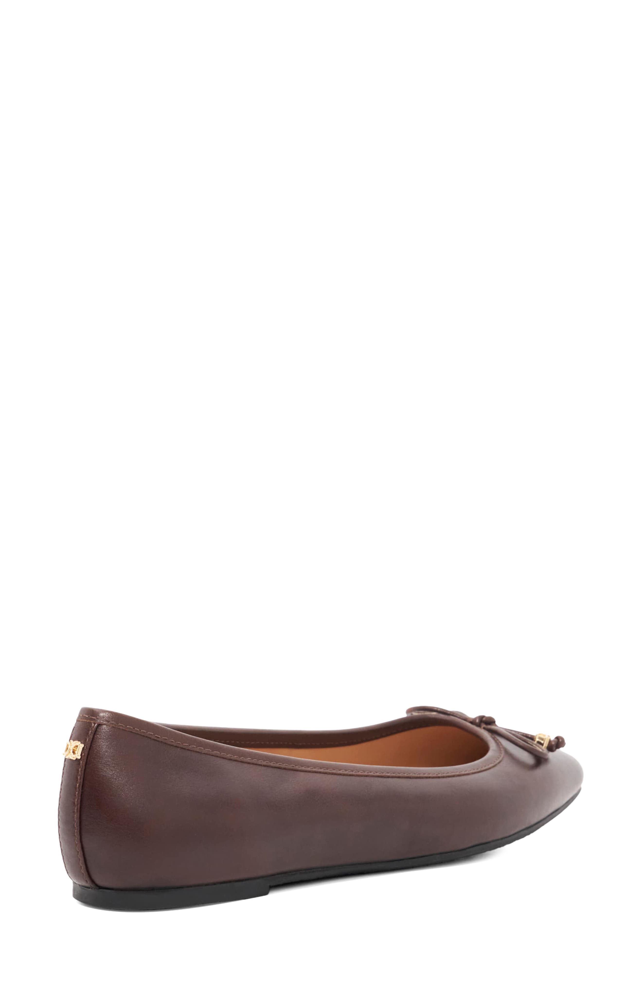 Hennie Leather Ballet Flat, Alternate, color, DARK BROWN