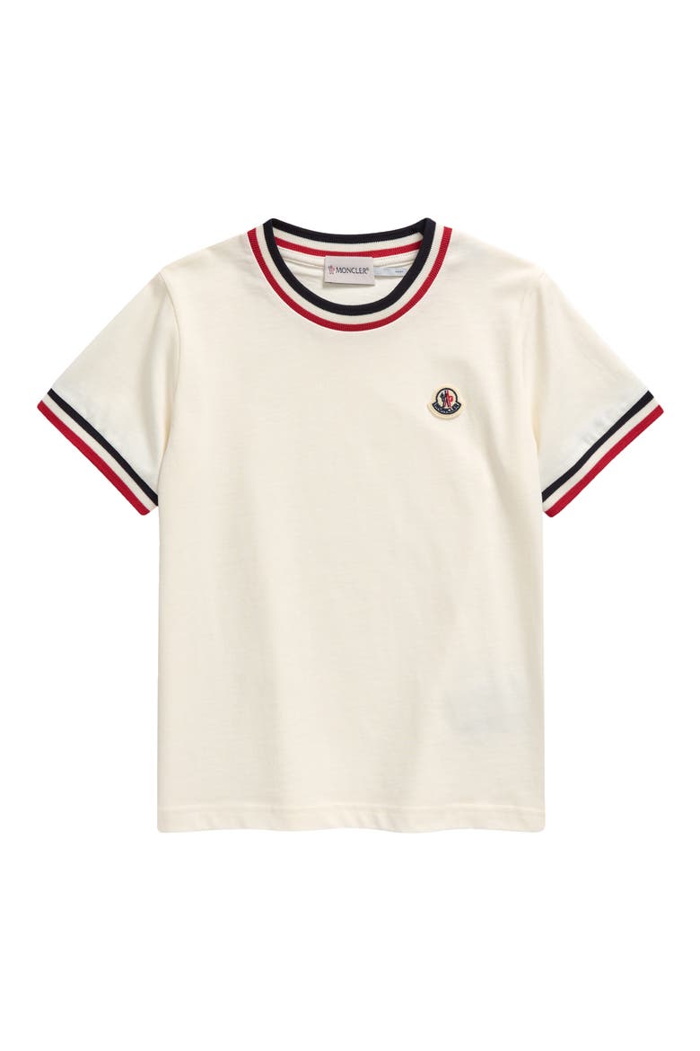 Kids' Stripe Trim T-Shirt, Main, color, WHITE