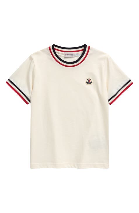 MONCLER Kids Boys Sz 14 Maglia Polo Manica Corta Shirt Short Sleeves White sale Red