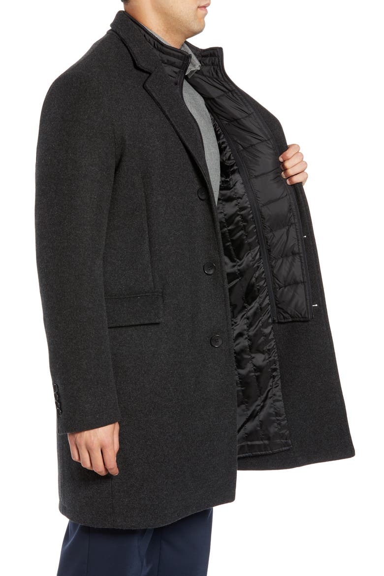Cunningham Quilted Bib Inset Topcoat, Alternate, color, BLACK
