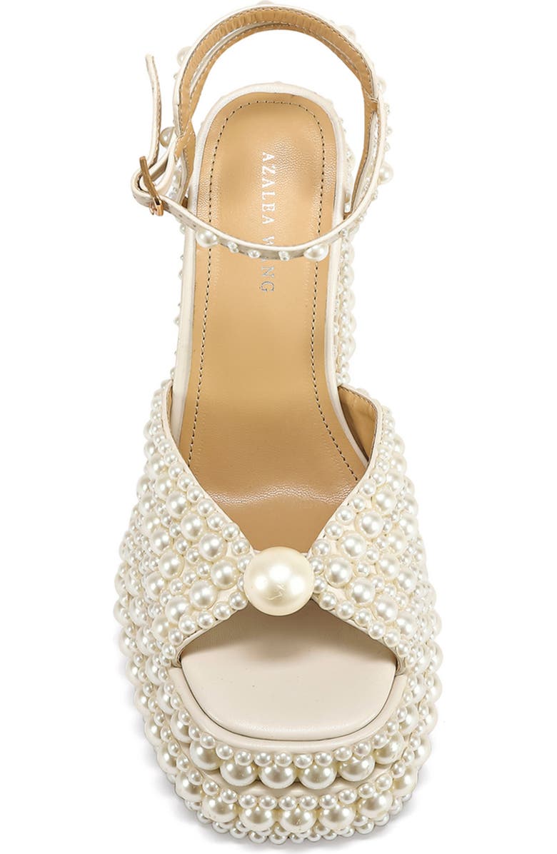 AZALEA WANG Brissa Imitation Pearl Ankle Strap Platform Sandal, Alternate, color,