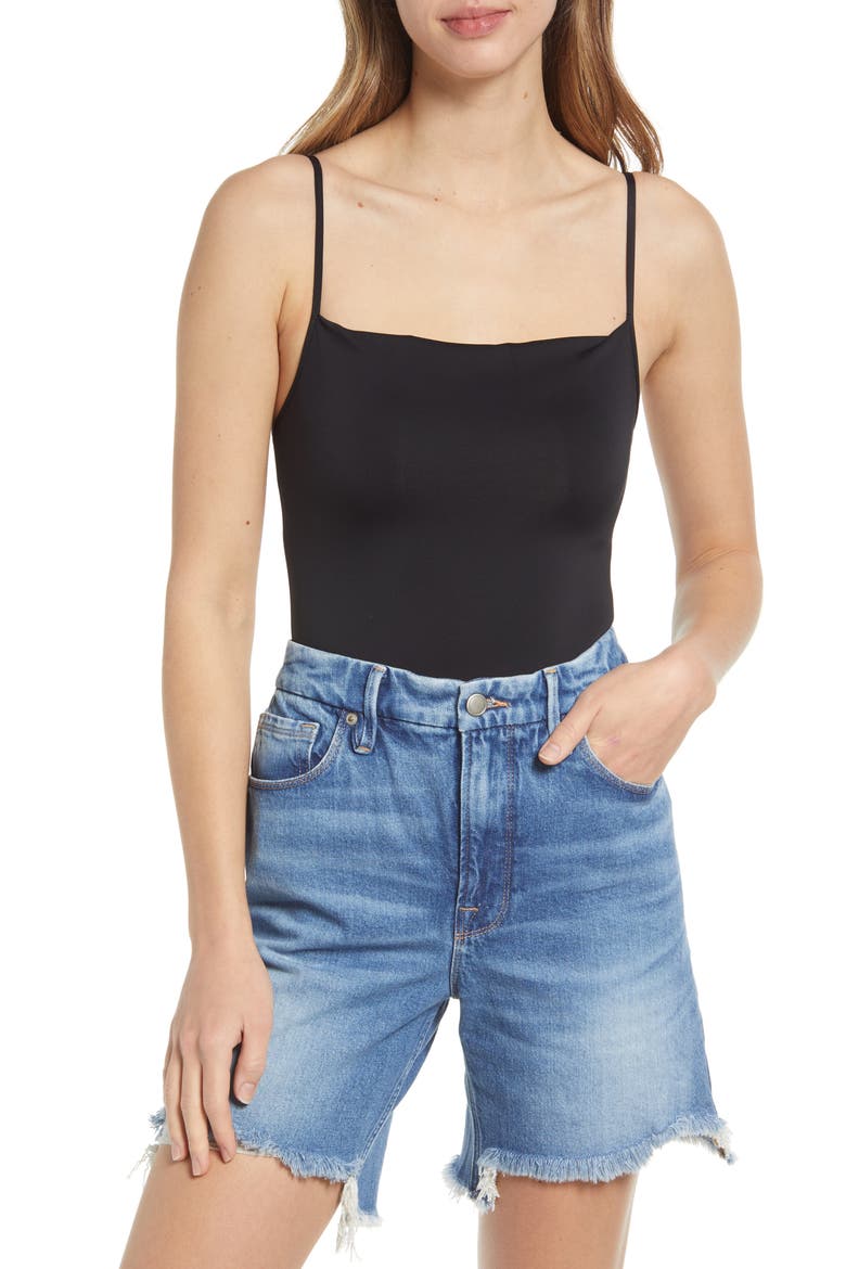 Spaghetti Strap Scuba Bodysuit, Main, color, BLACK001