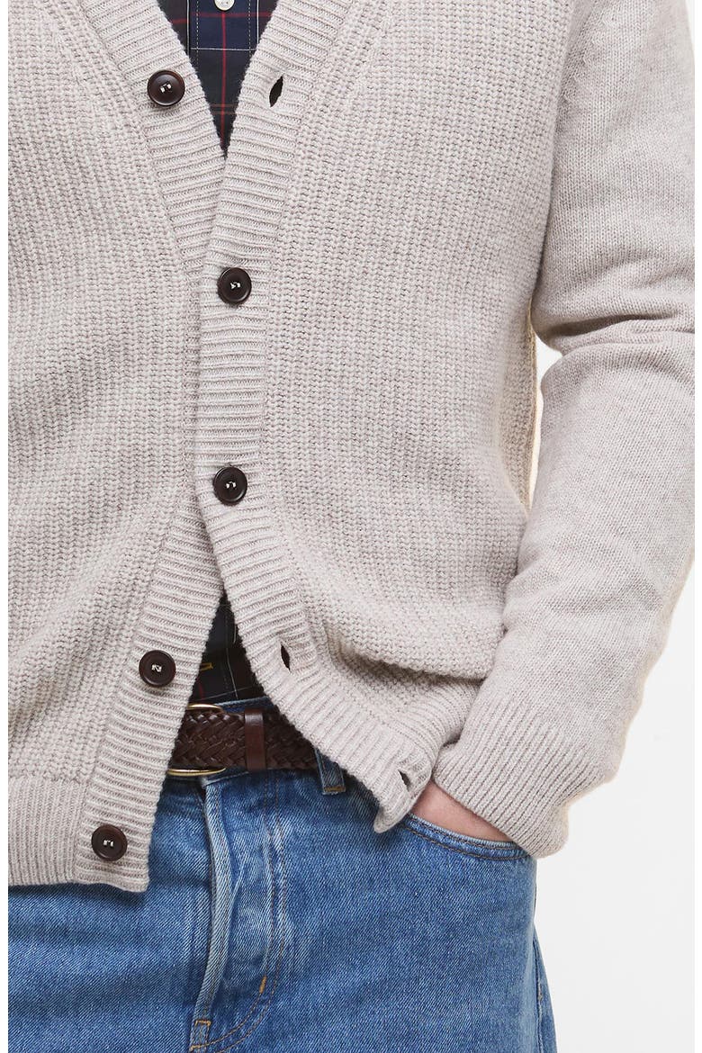 Mainland Ribbed Wool & Cotton Cardigan, Alternate, color, MIST