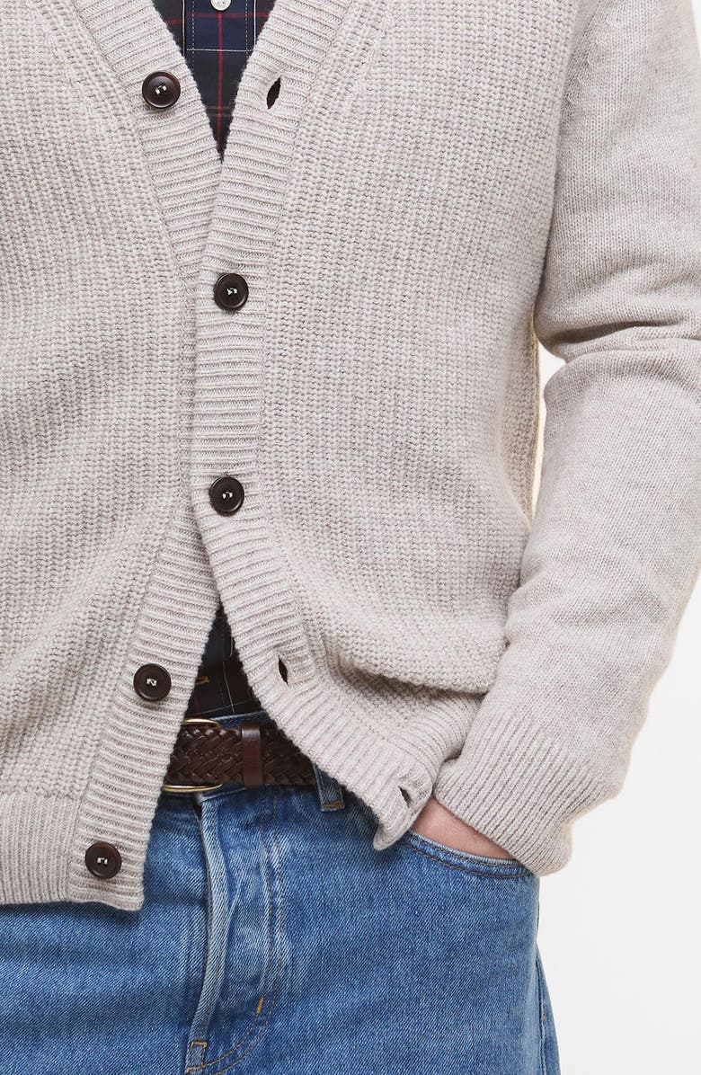 Barbour Mainland Ribbed Wool & Cotton Cardigan, Alternate, color, Mist