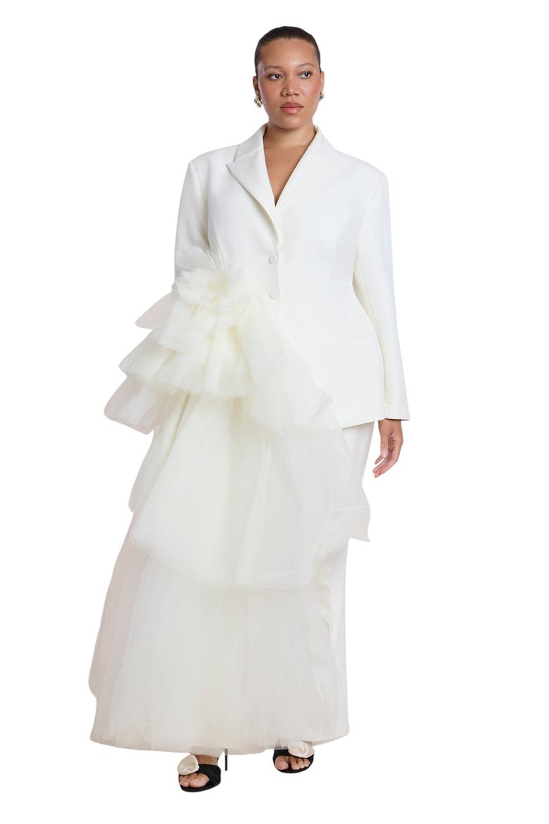 Dramatic Tiered Tulle Blazer, Main, color, COCONUT MILK