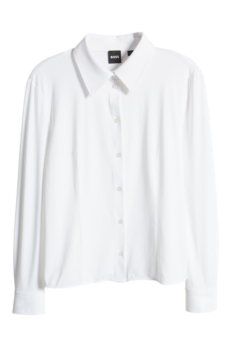 Solid Button-Up Shirt, Alternate, color, WHT