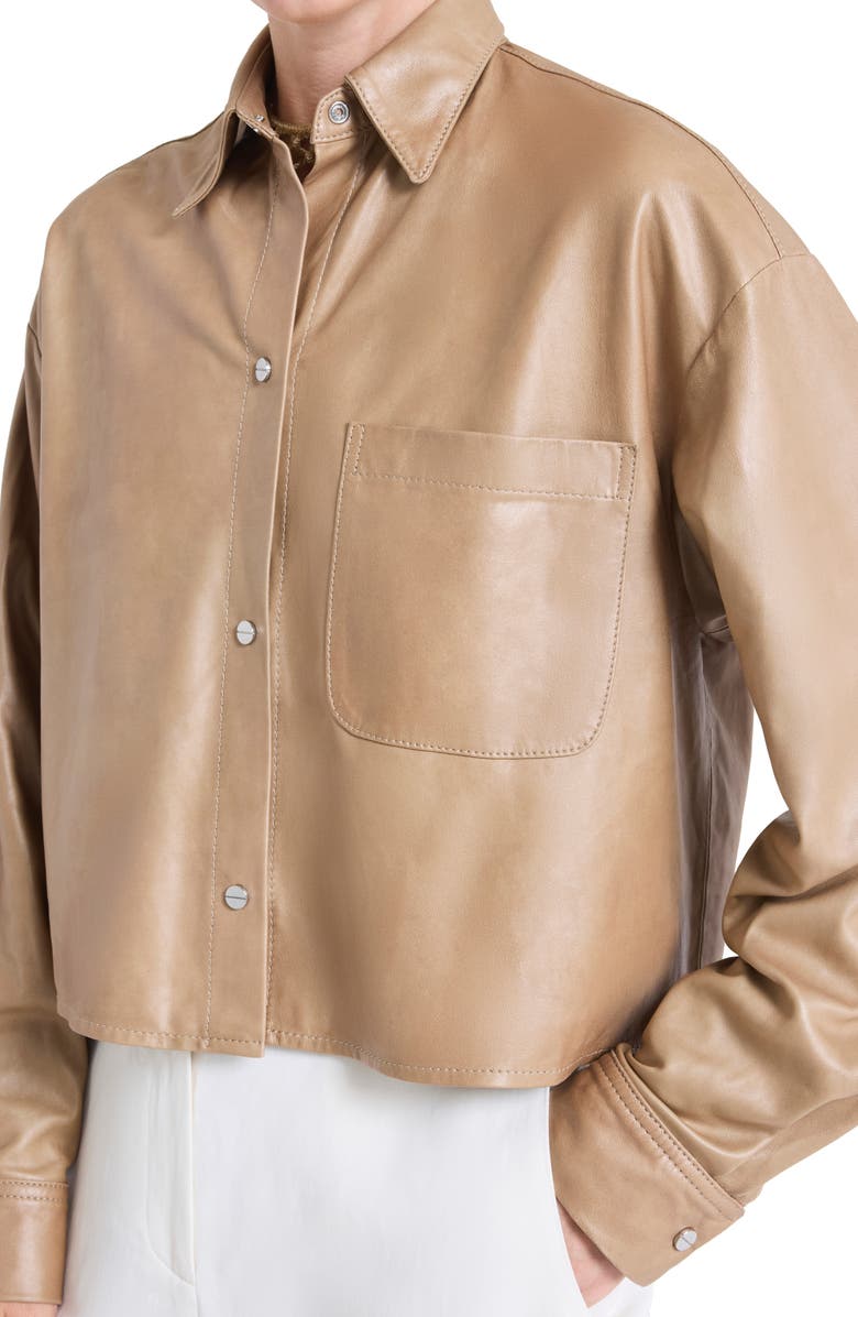 TWP Little Big Joe Leather Jacket, Alternate, color, Olive Grey