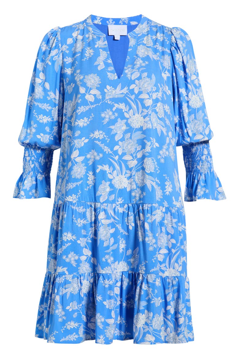 Odella Floral Print Shift Minidress, Alternate, color, BLUE-WHITE