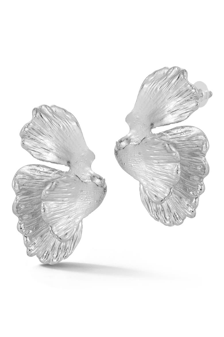 Flower Drop Earrings, Main, color, SILVER